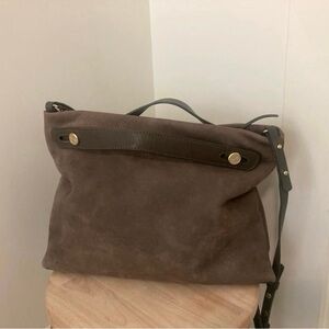 🛍️ EUC SKAGEN DENMARK Leather Cross Body Satchel Shoulder Bag Gray Taupe